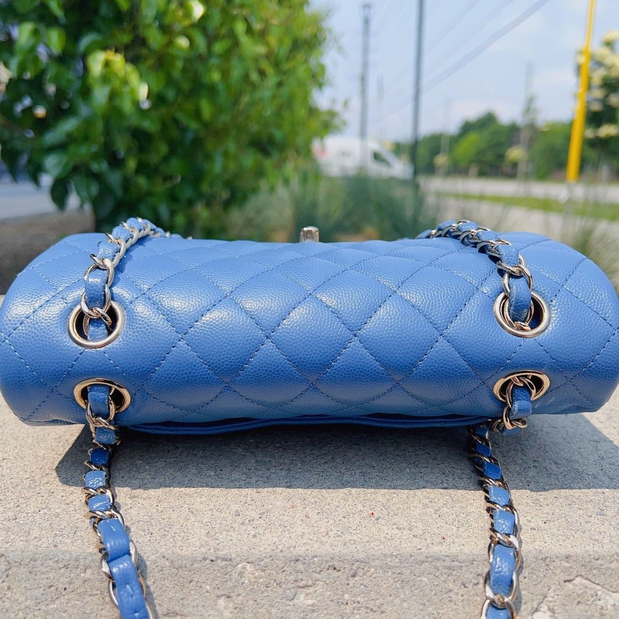 Chanel-Caviar-Small-Classic-Double-Flap-Handbag-Blue-Top