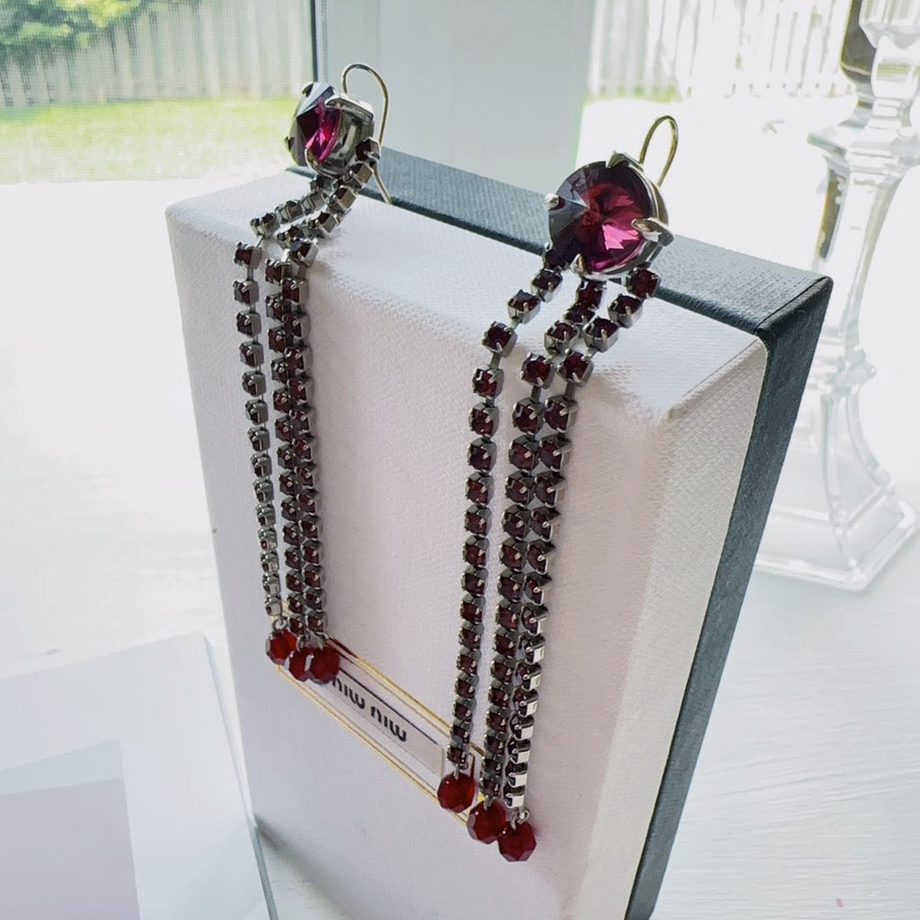 Miu Miu Crystal Three-Tier Drop Earrings