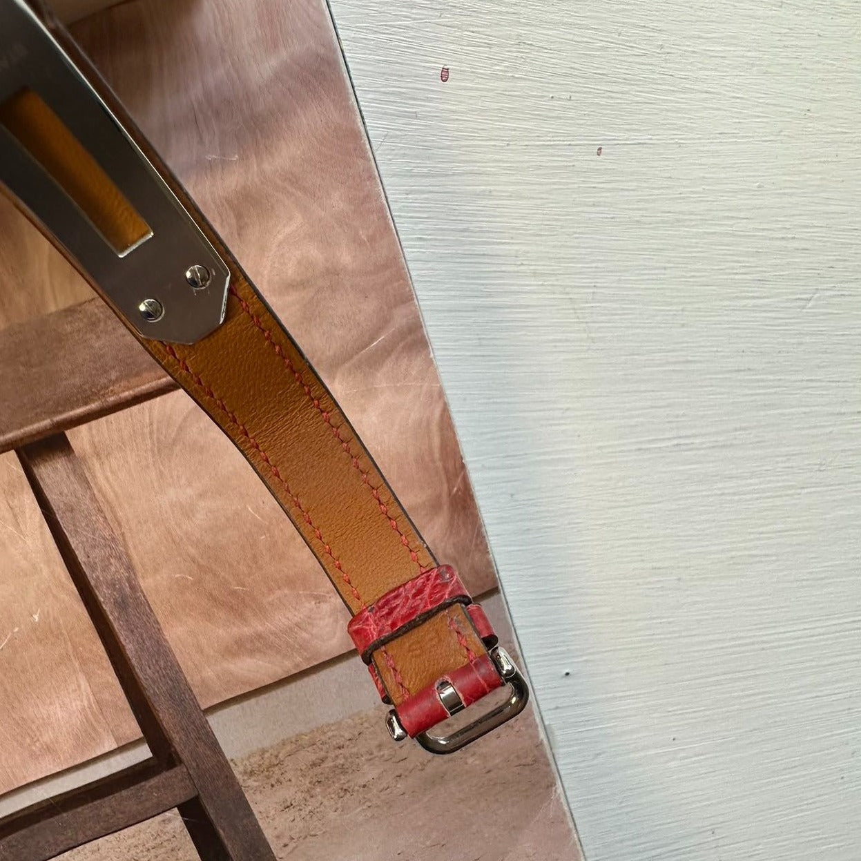 Hermes Kelly Watch Red and Black Courchevel