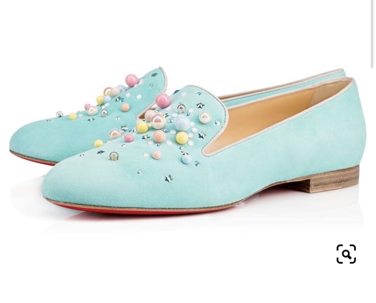 Christian Louboutin Candy Beaded Studded Loafers Tiffany Blue Size35