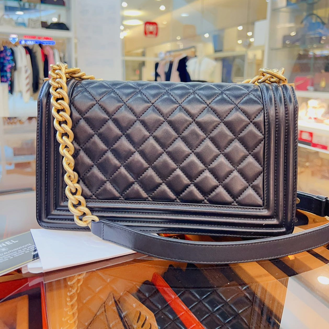 Chanel-Medium-Le-Boy-Black-Gold-Hardware-Back