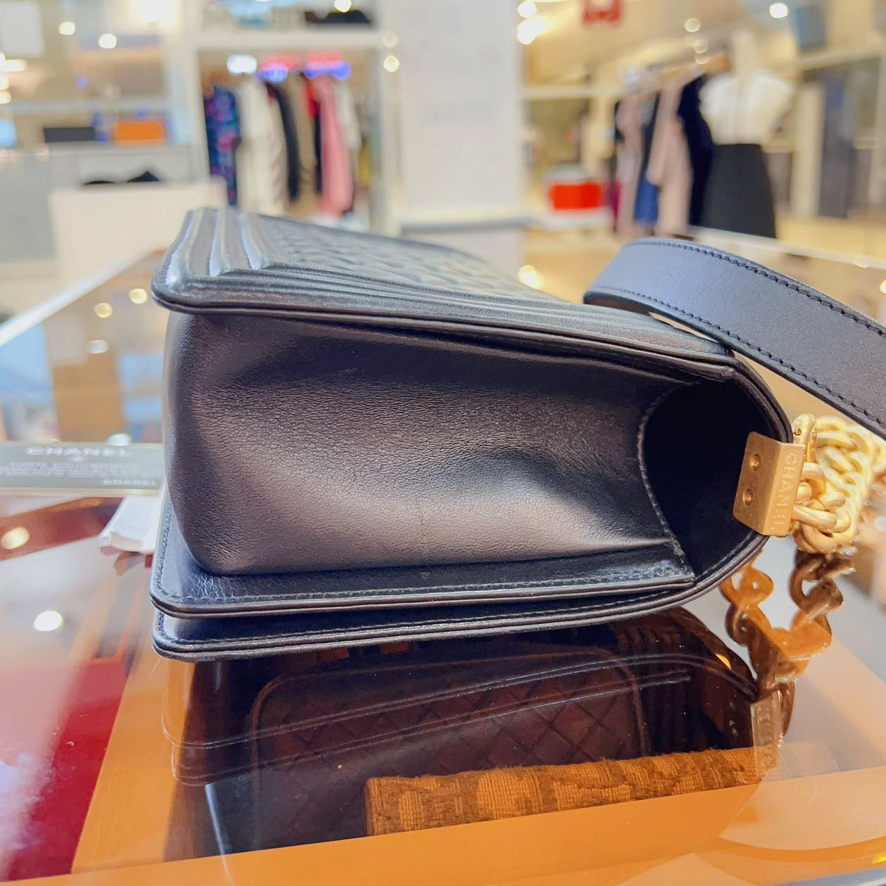 Chanel-Medium-Le-Boy-Black-Gold-Hardware-side2