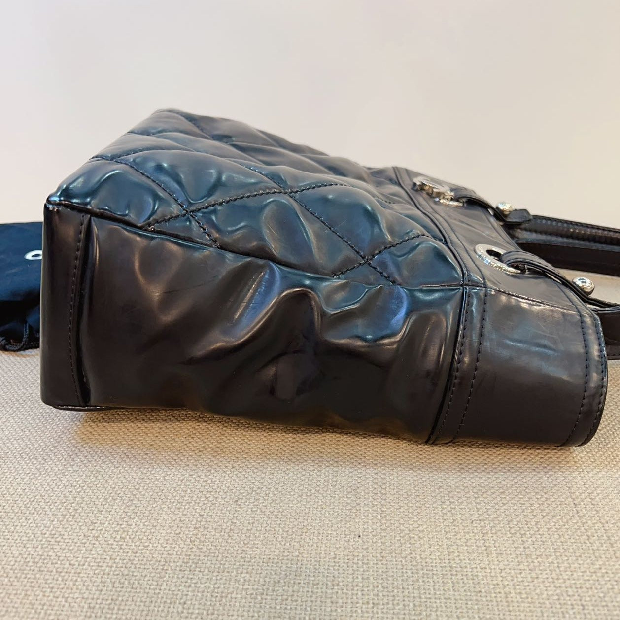 Chanel-Black-Quilted-Leather-Petite-Paris-Biarritz-Shopping-Tote-Bag-Side