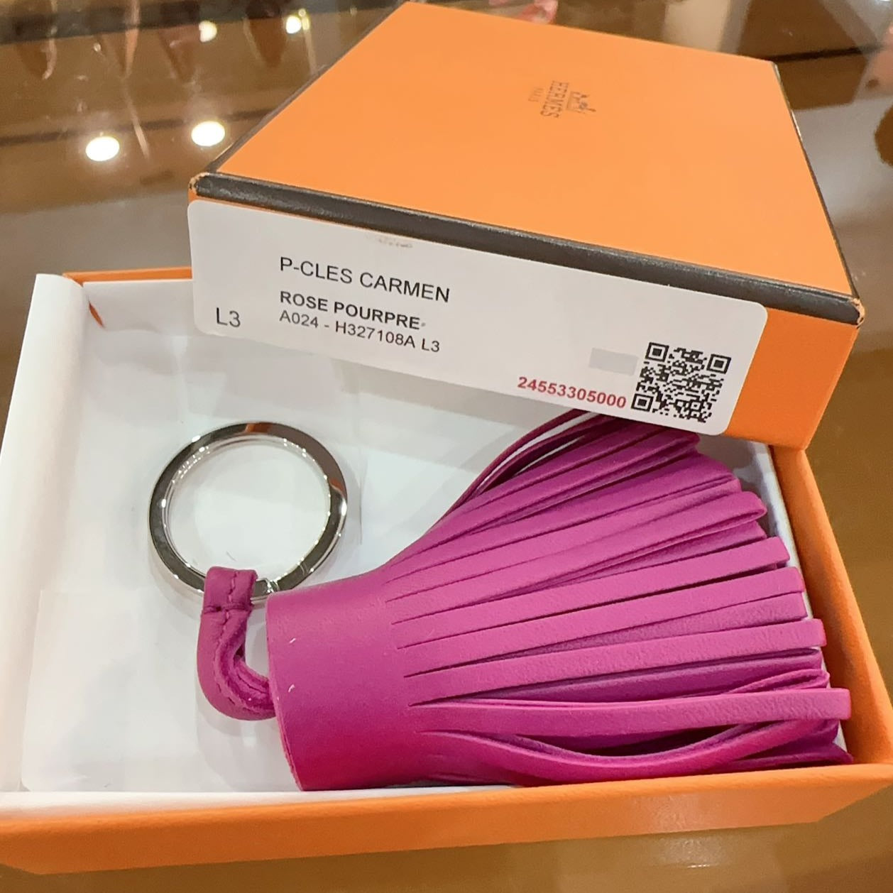 Hermes P-Cles Carmen Rose Pourpre Milo Carmen Key Ring