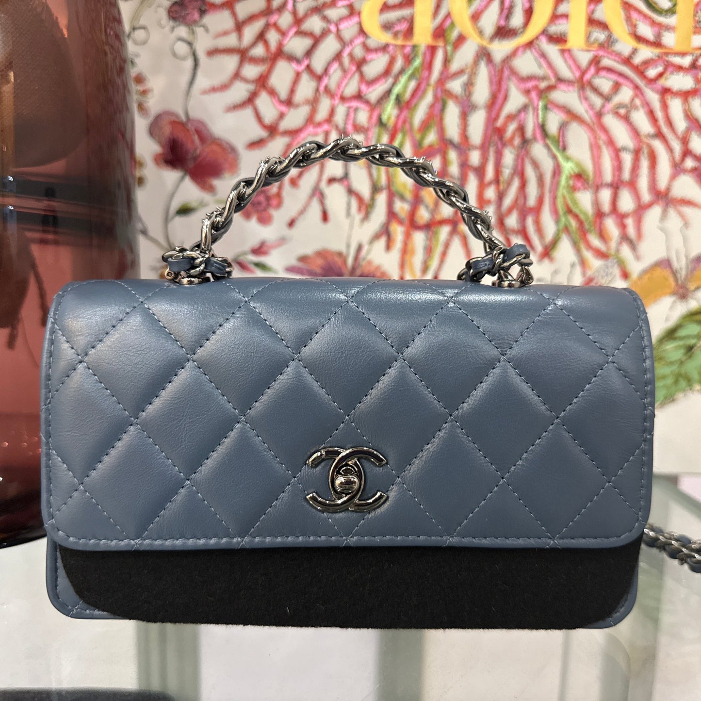 Chanel Top Handle Bag Dark Blue