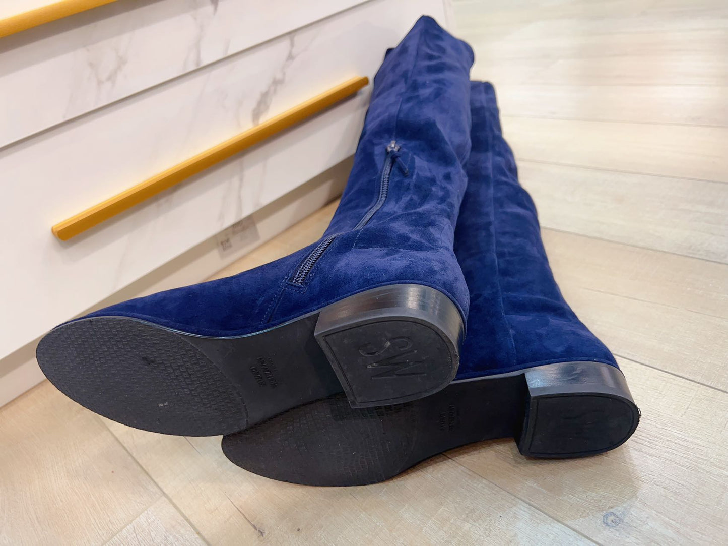Stuart Weitzman Allserve nice Blue Suede Knee Boots Size7.5