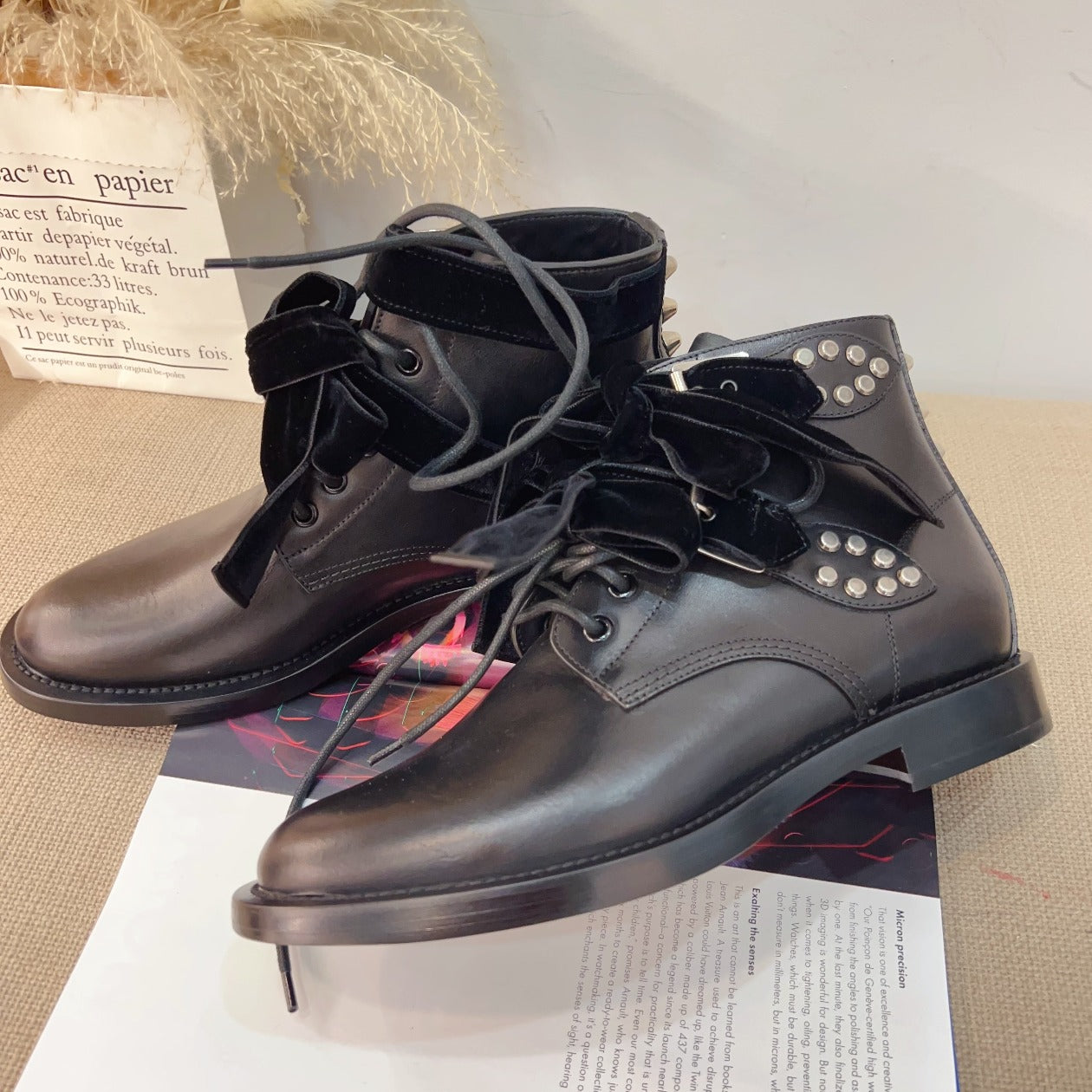 Saint Laurent Leather Combat Boots New Size 38