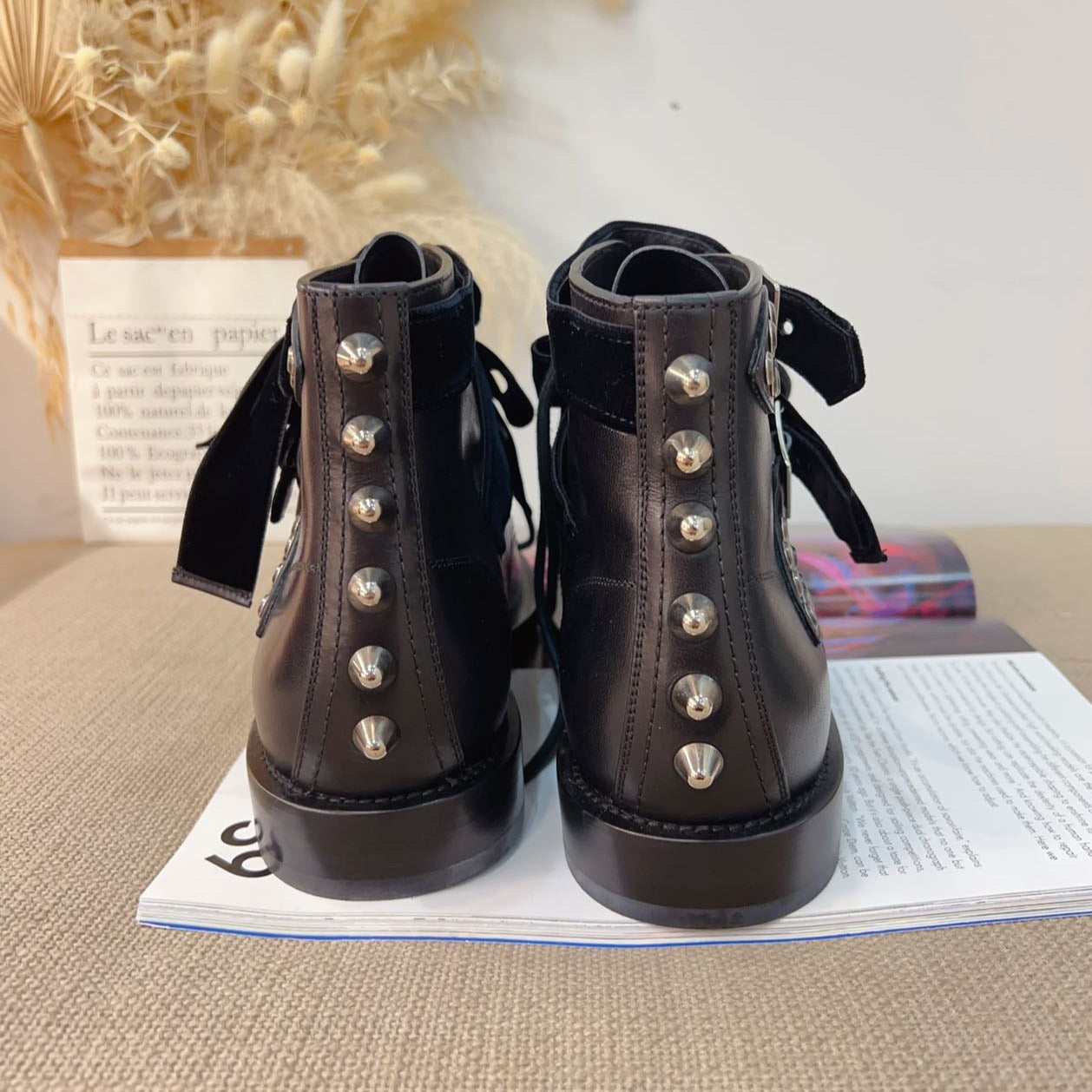 Saint Laurent Leather Combat Boots New Size 38