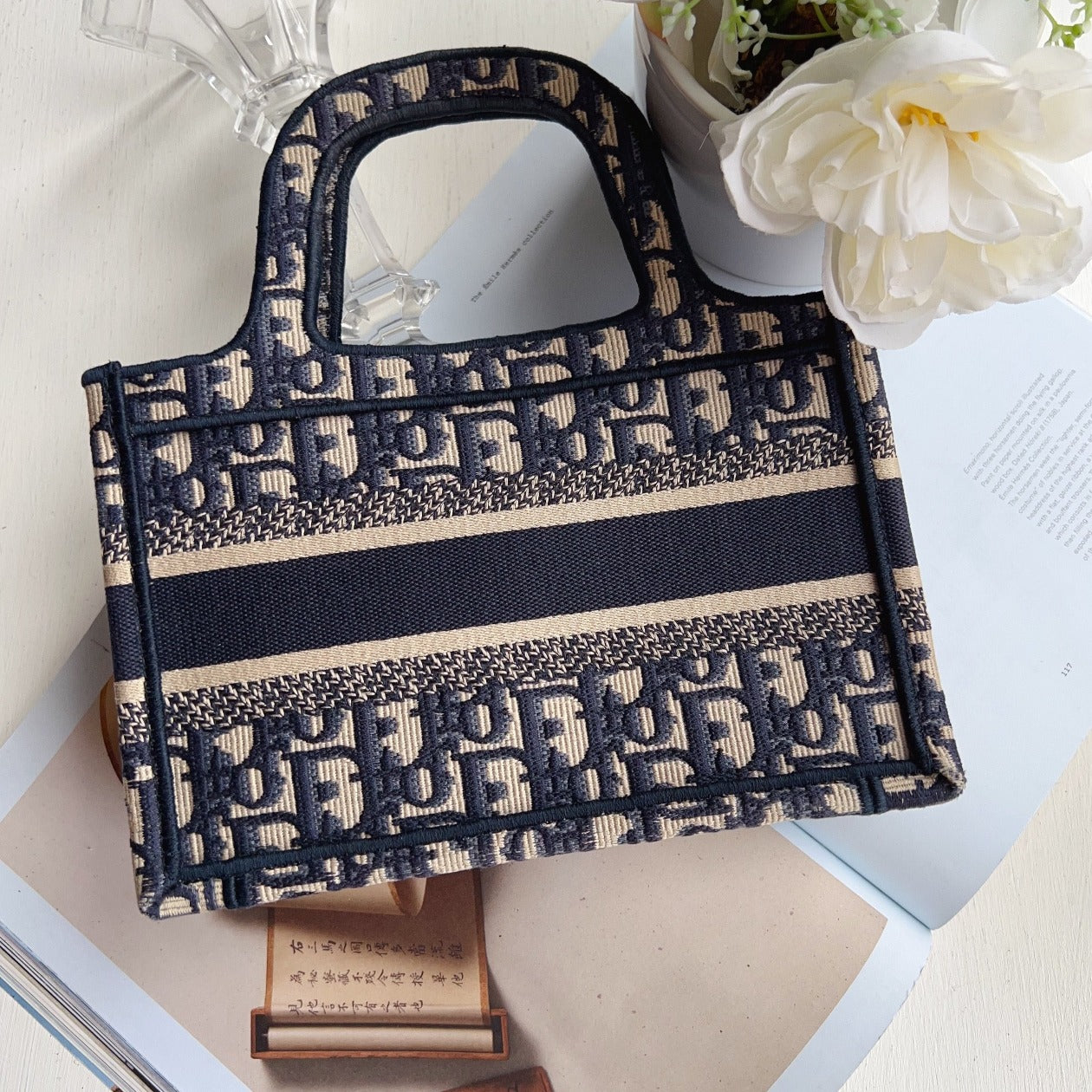 CHRISTIAN DIOR Canvas Dior Amour Dots Mini Book Tote