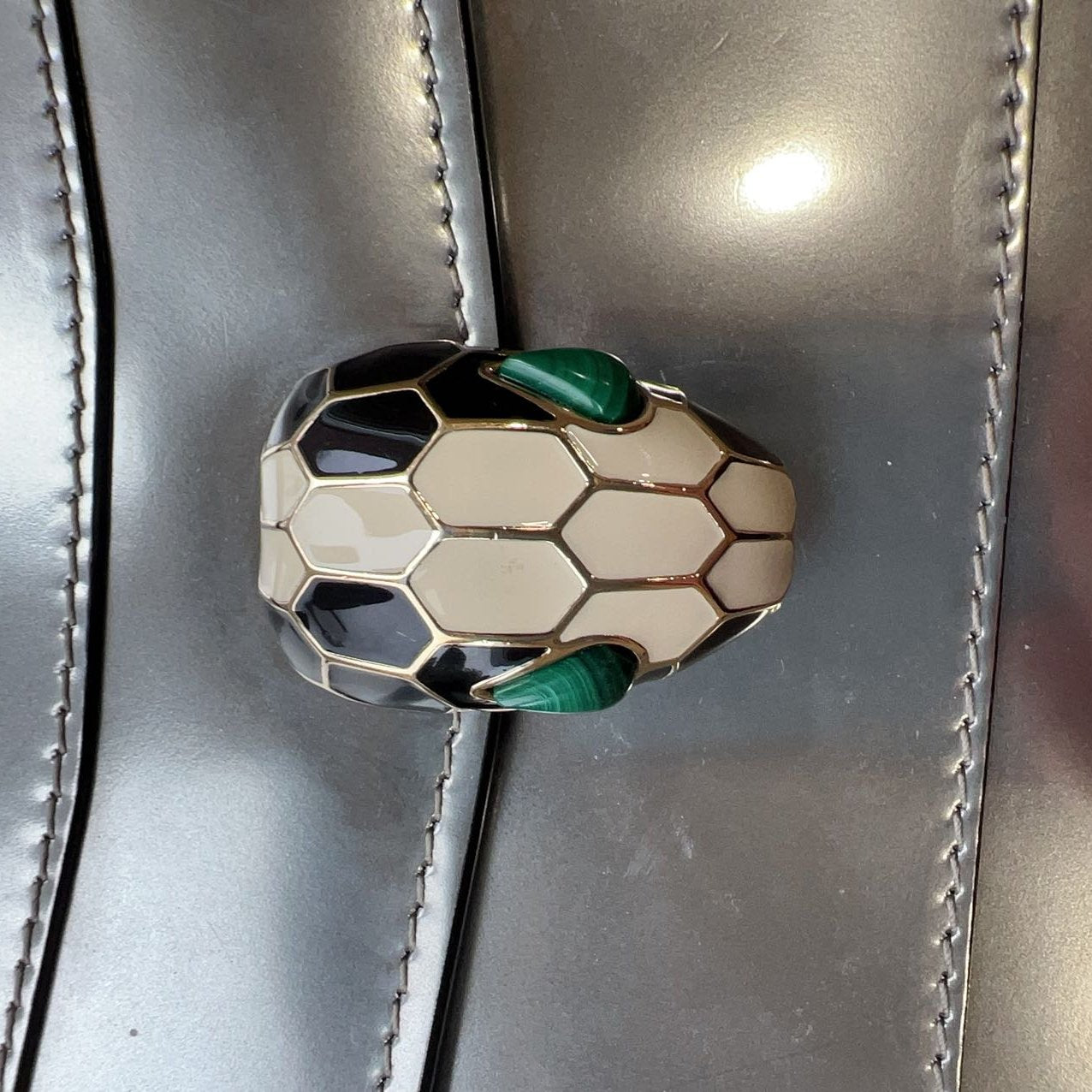 BVLGARI Metallic Calfskin Serpenti Forever Crossbody Bag Silver