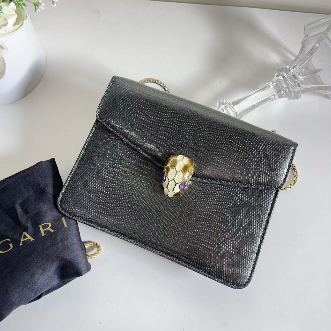 BVLGARI Serpenti Lizard Bag
