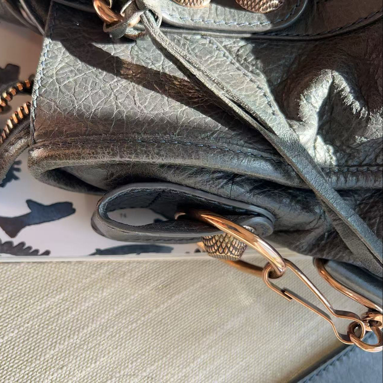 Balenciaga Lambskin Leather 21 City Bag, Giant Rose Gold Hardware