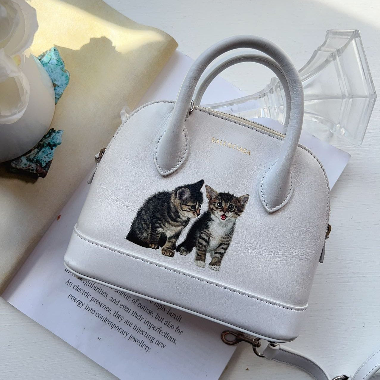 Balenciaga City Bag Chats Mini Balenciaga Leather White