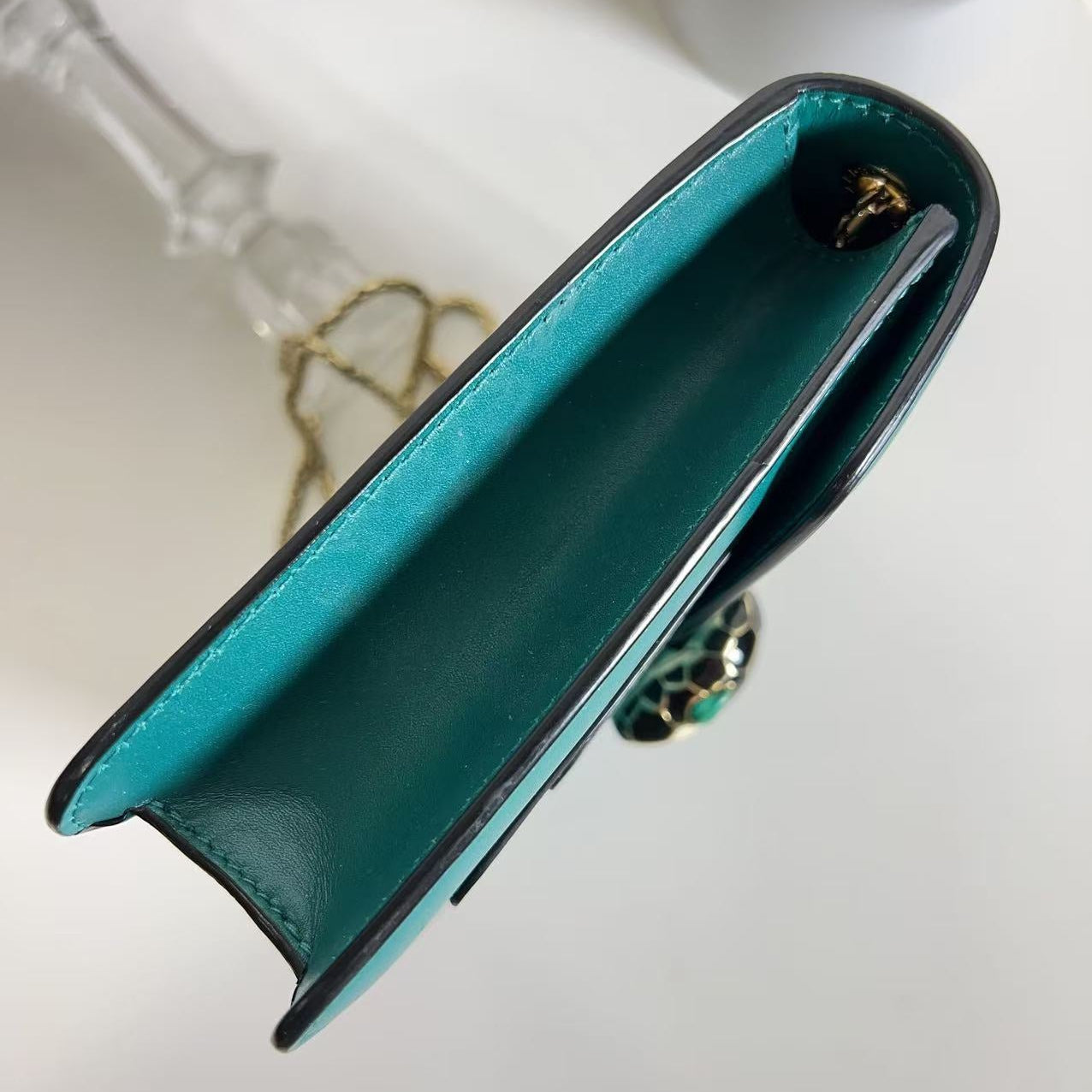 Bvlgari Serpenti Forever Square Leather Shoulder Handbag Small