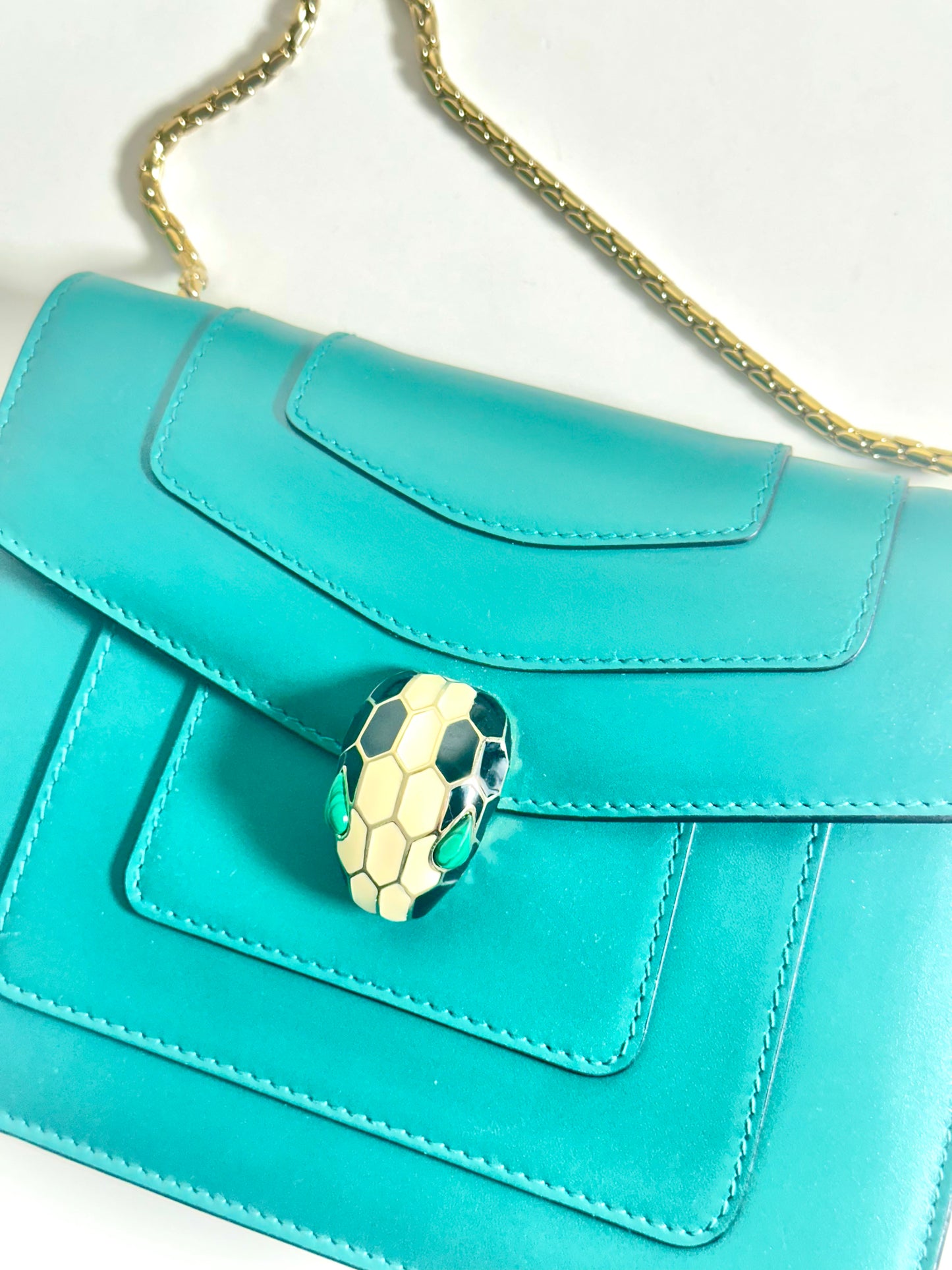 Bvlgari Serpenti Forever Square Leather Shoulder Handbag Small