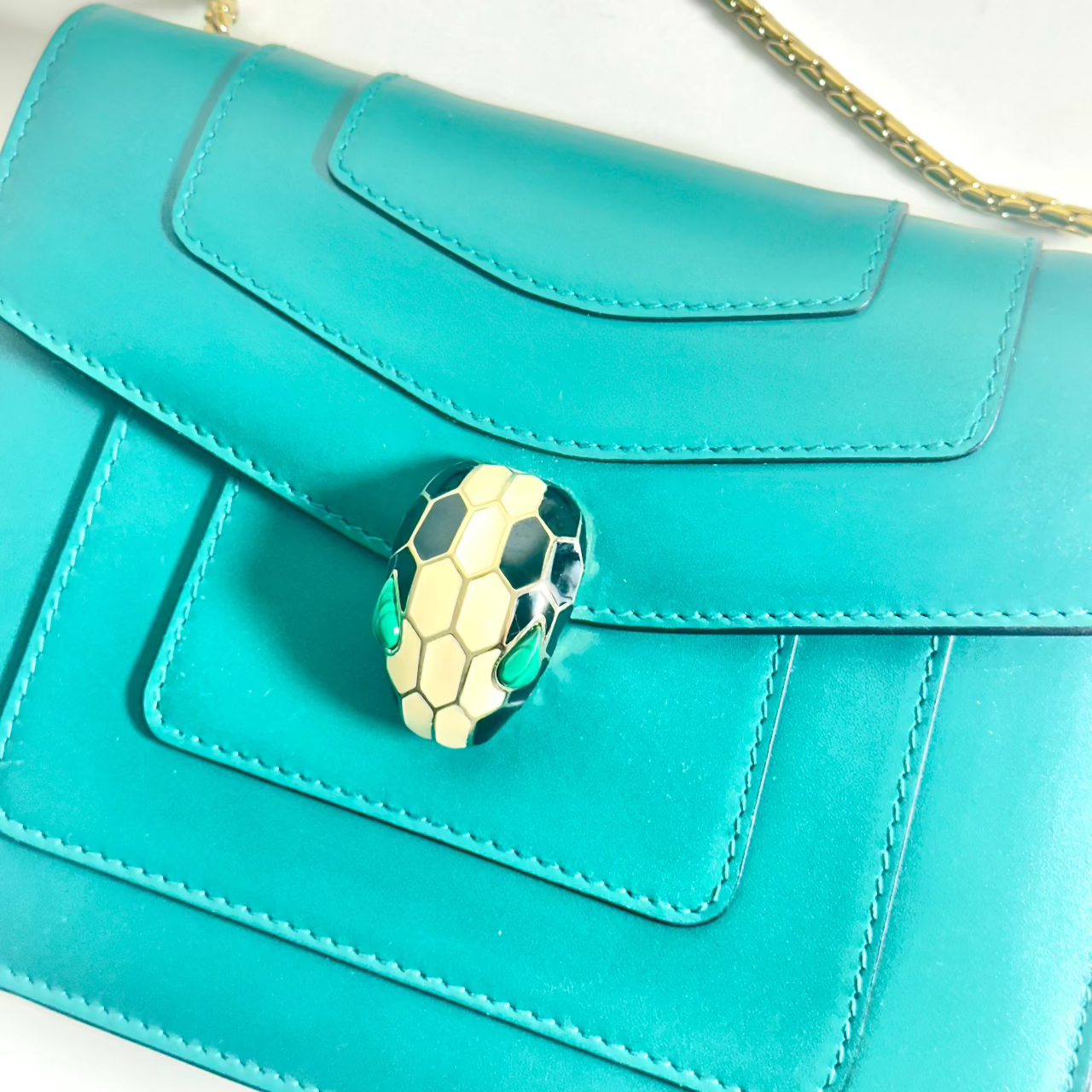 Bvlgari Serpenti Forever Square Leather Shoulder Handbag Small