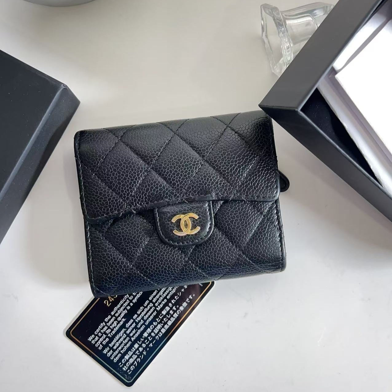 CHANEL Classic Small Flap Trifold Wallet Caviar Black