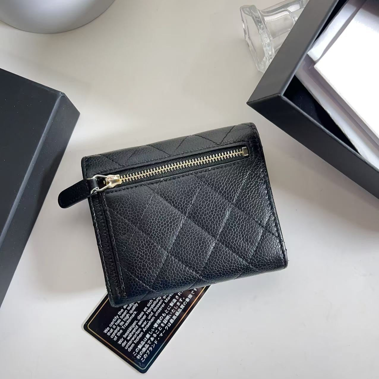 CHANEL Classic Small Flap Trifold Wallet Caviar Black