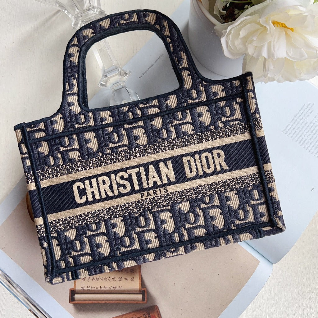 CHRISTIAN DIOR Canvas Dior Amour Dots Mini Book Tote