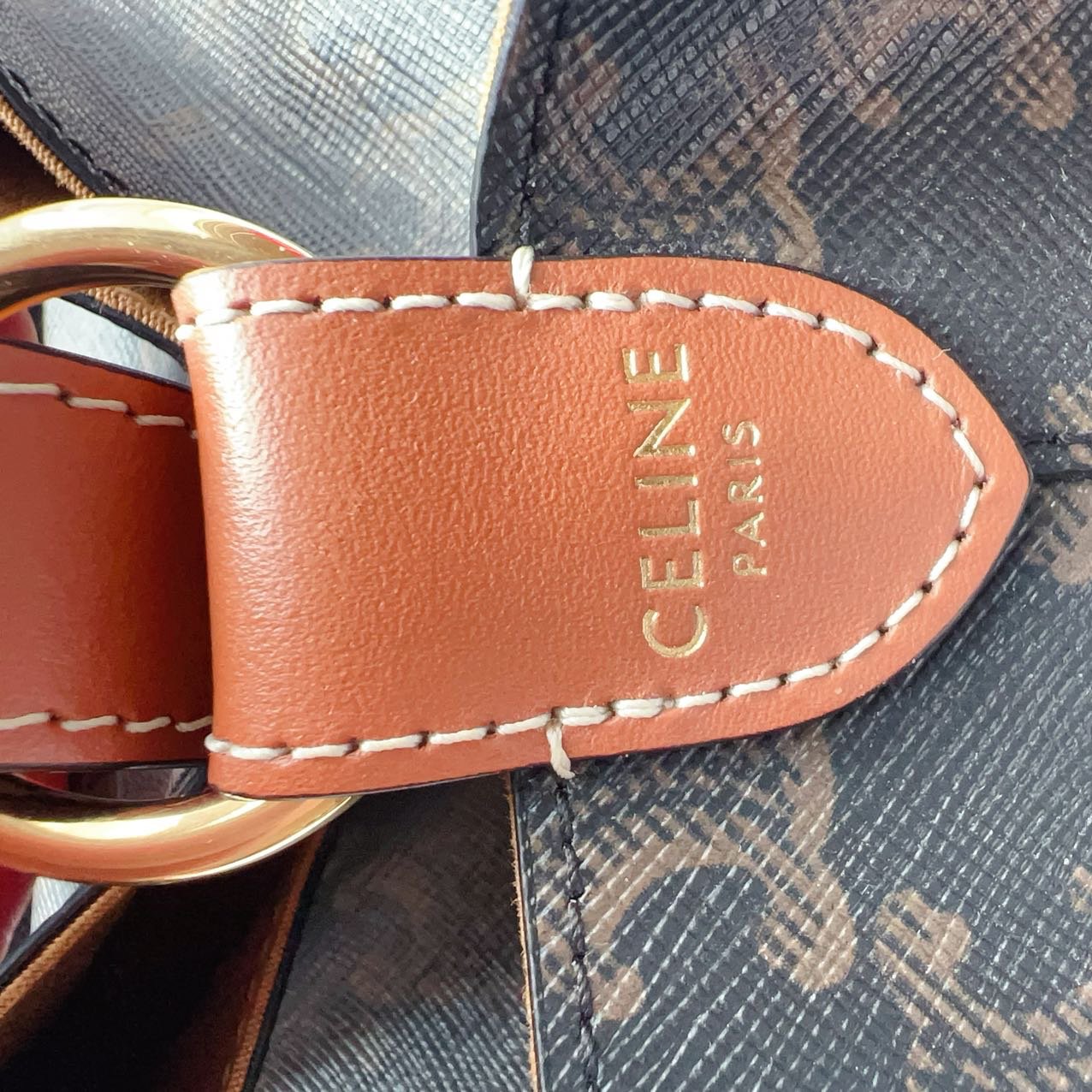 Celine Burnt Triomphe Canvas Strap Box Bag