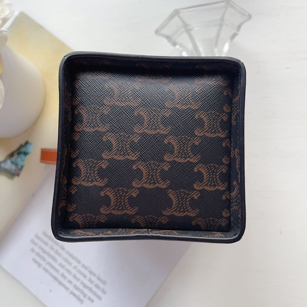 Celine Burnt Triomphe Canvas Strap Box Bag