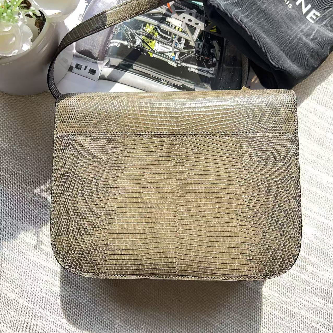 Celine Lizard Medium Classic Box Flap Bag Brown