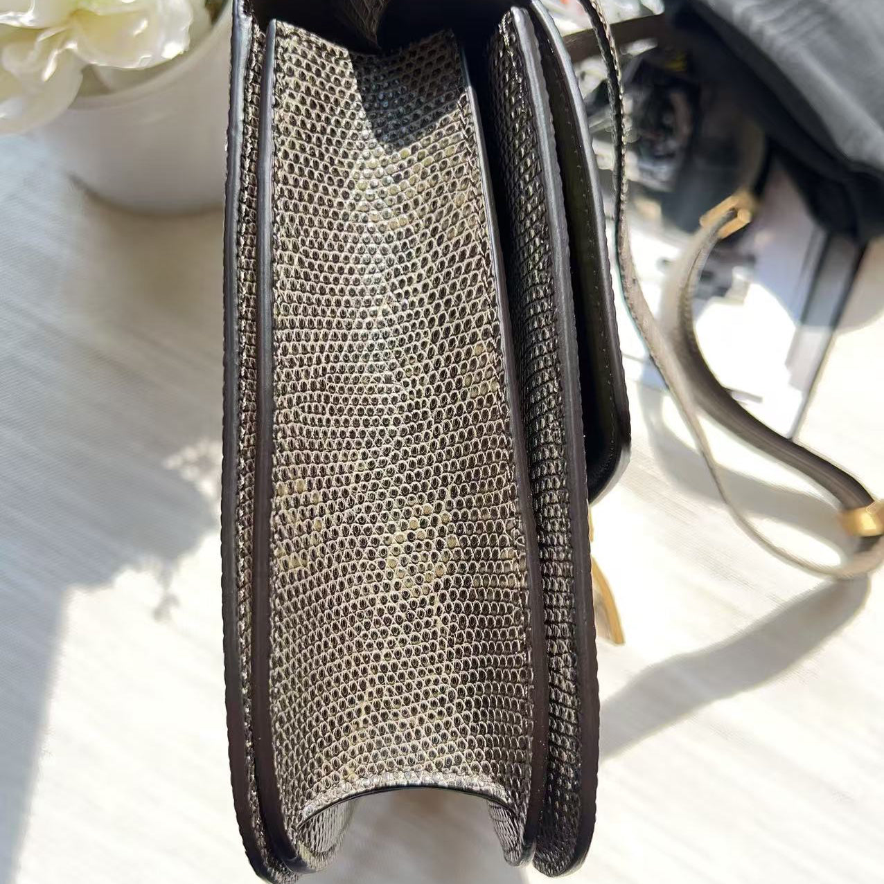 Celine Lizard Medium Classic Box Flap Bag Brown