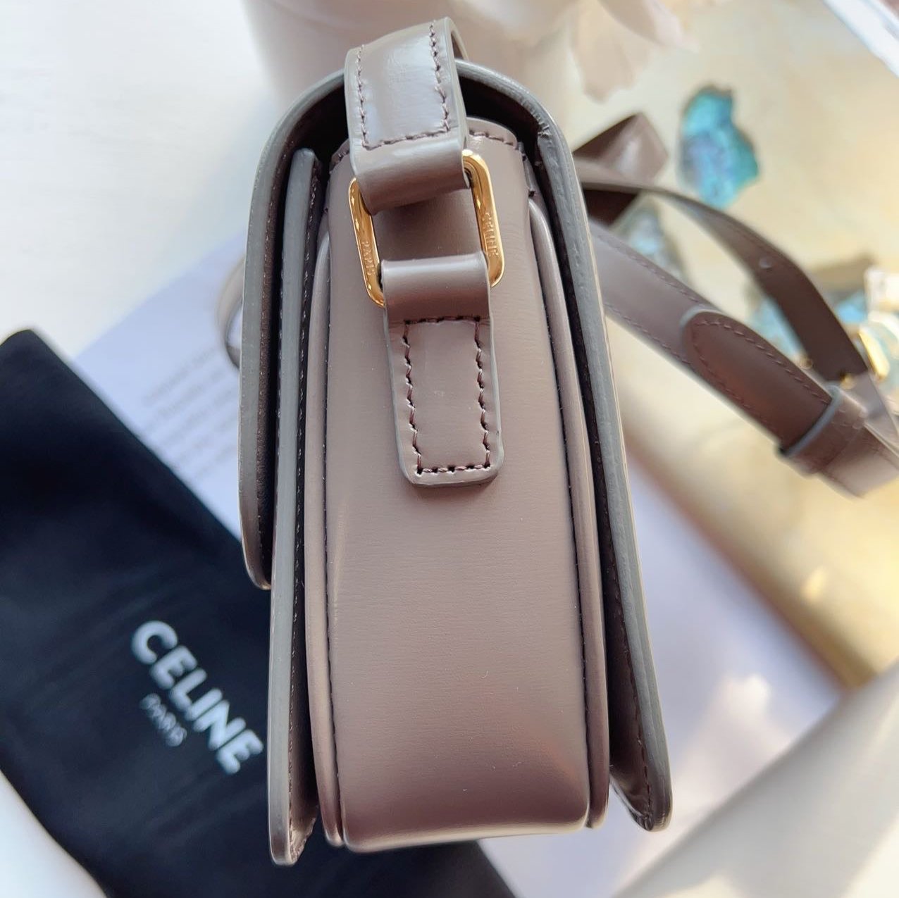 Celine Teen Triomphe Crossbody Bag Grey
