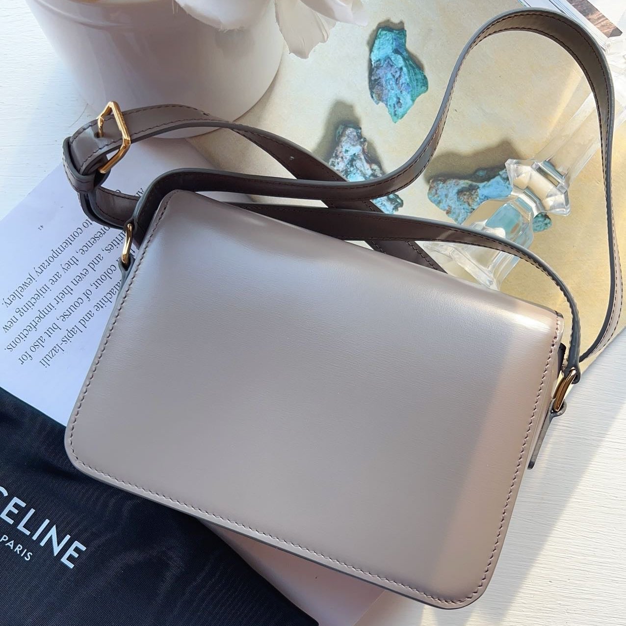 Celine Teen Triomphe Crossbody Bag Grey