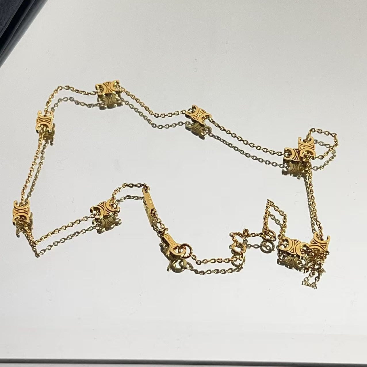 Celine Triomphe Necklace In Brass With Gold Finish