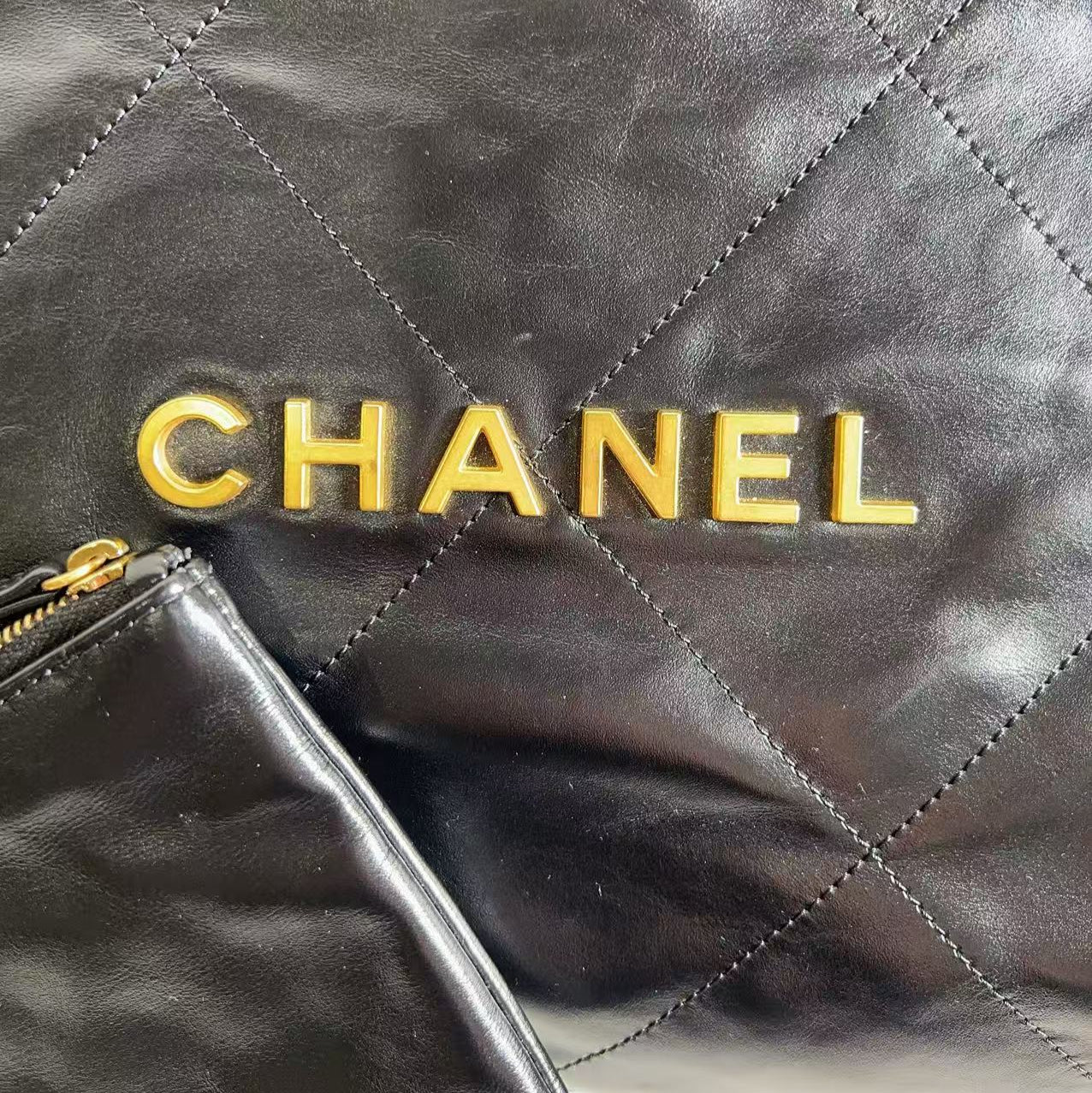 Chanel 22 Small Handbag Shiny Calfskin & Silver Tone Metal Black