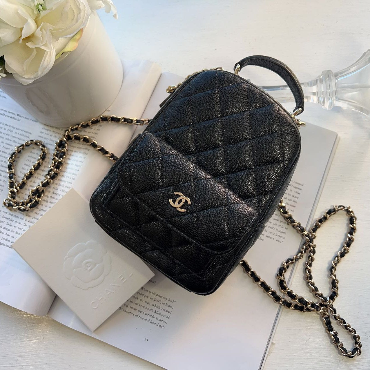 Chanel 24C Classic Mini Backpack Black Caviar GHW New
