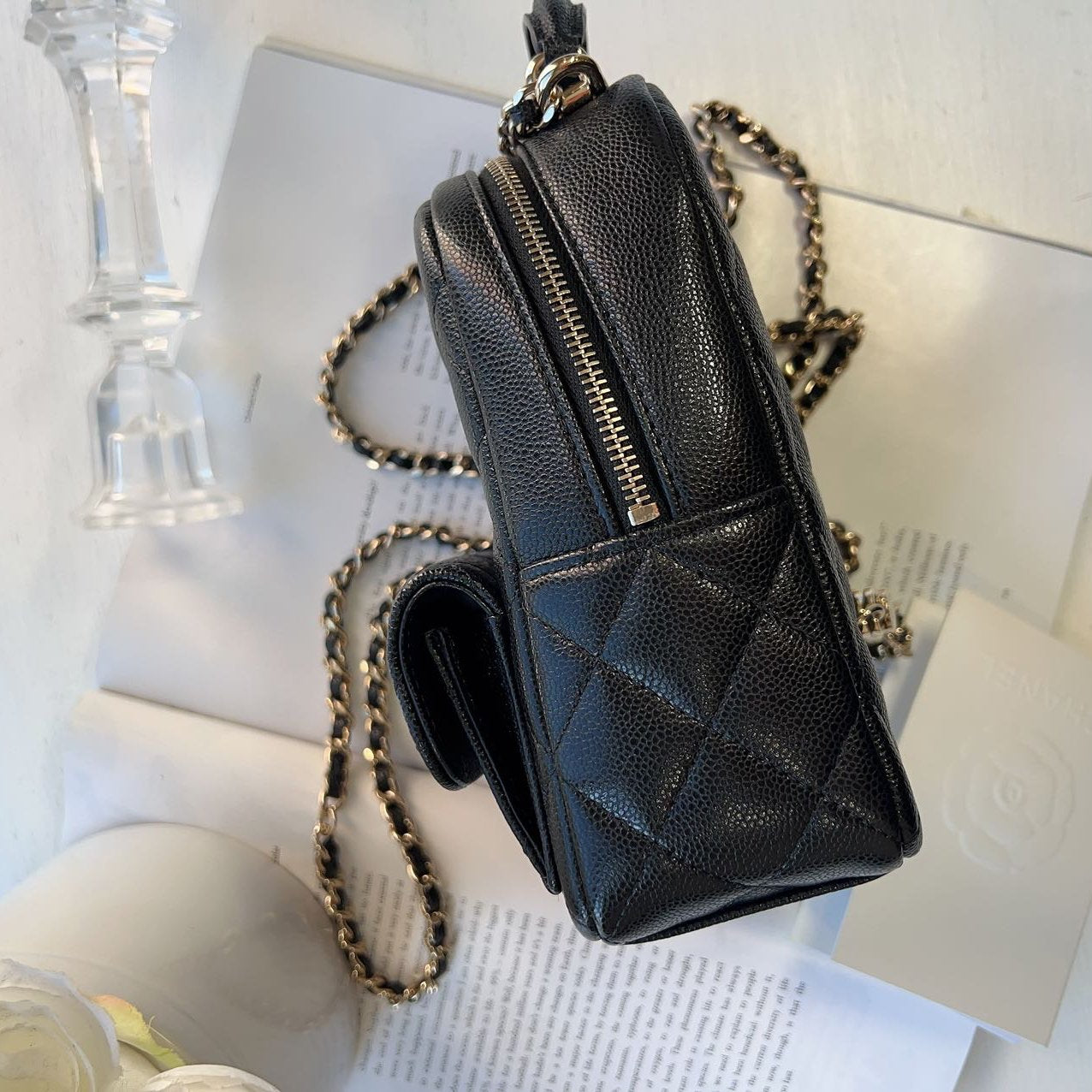 Chanel 24C Classic Mini Backpack Black Caviar GHW New