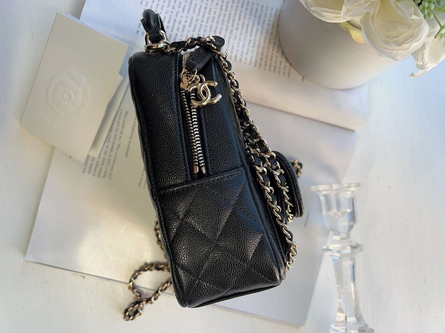 Chanel 24C Classic Mini Backpack Black Caviar GHW New