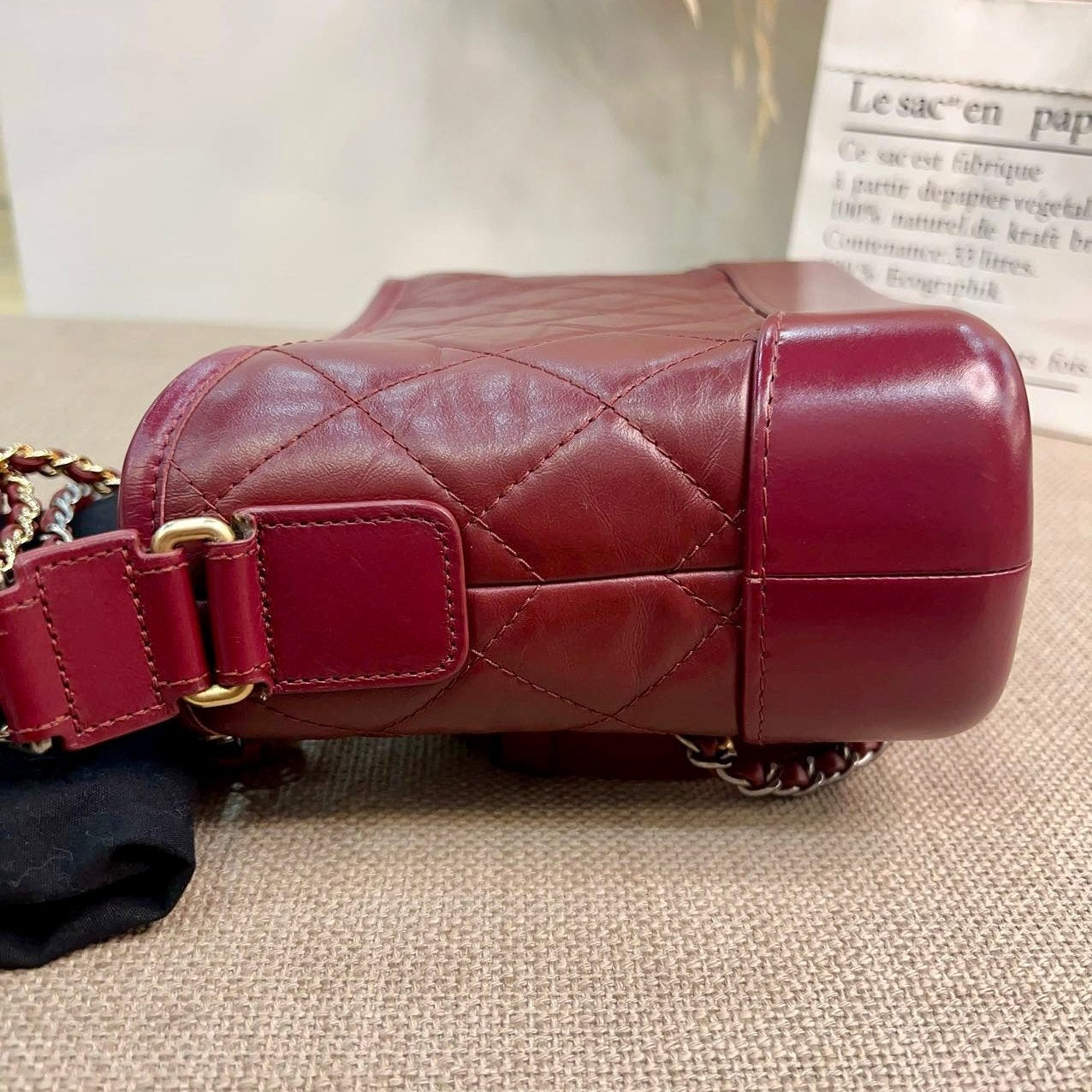 Chanel Aged Calfskin Quilted Small Gabrielle Hobo Burgundy