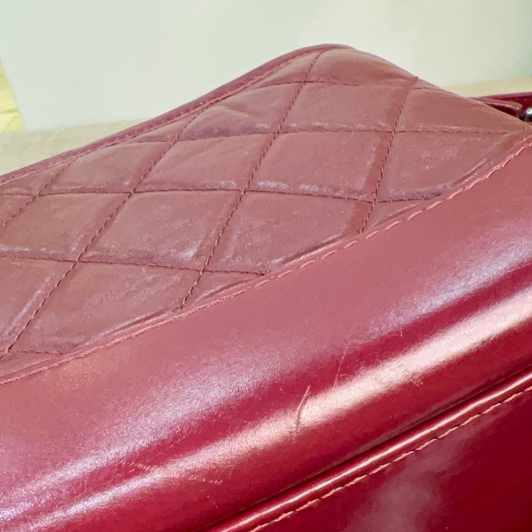 Chanel Aged Calfskin Quilted Small Gabrielle Hobo Burgundy