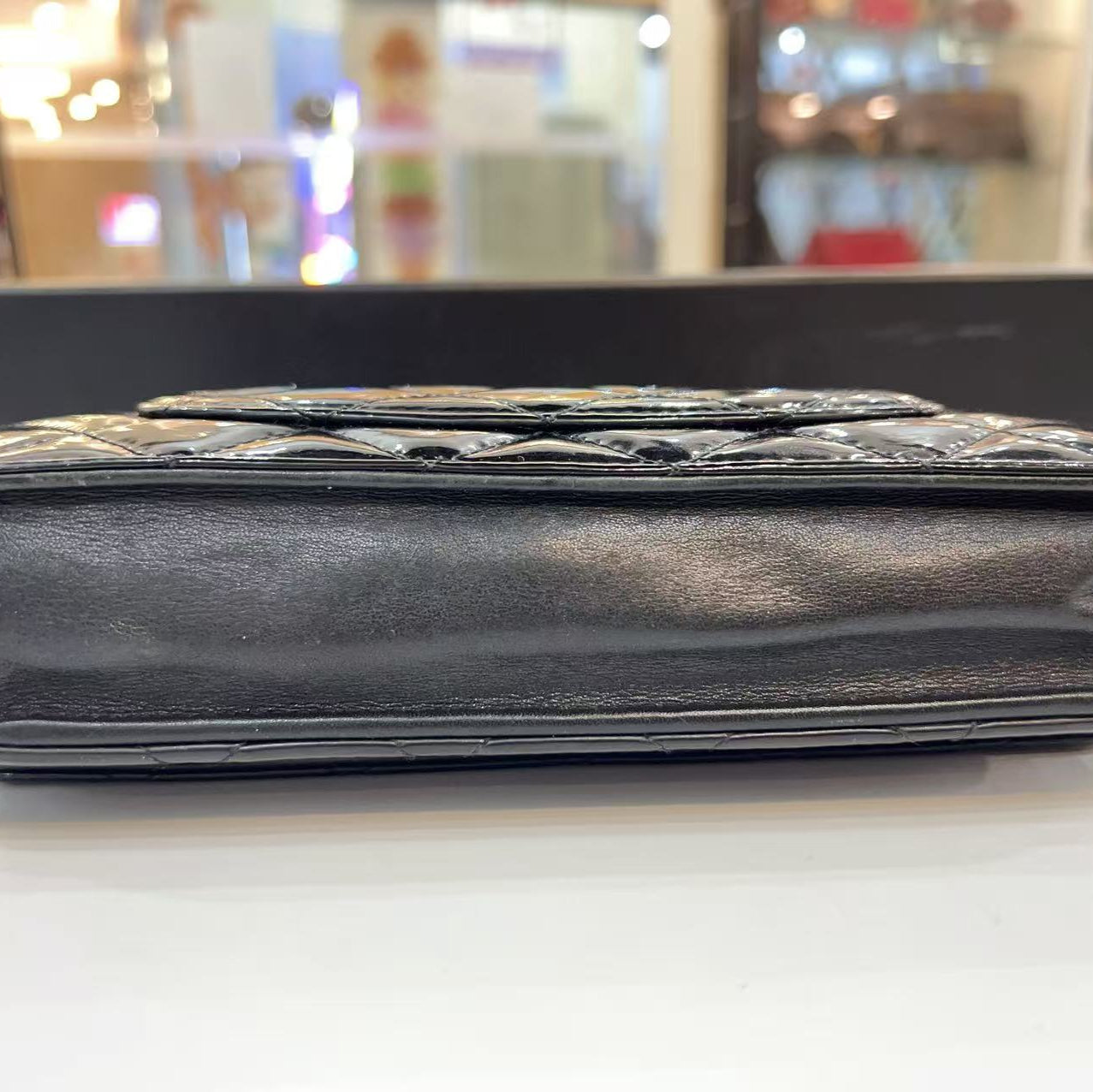 Chanel Black Patent Classic Wallet On Chain (WOC)