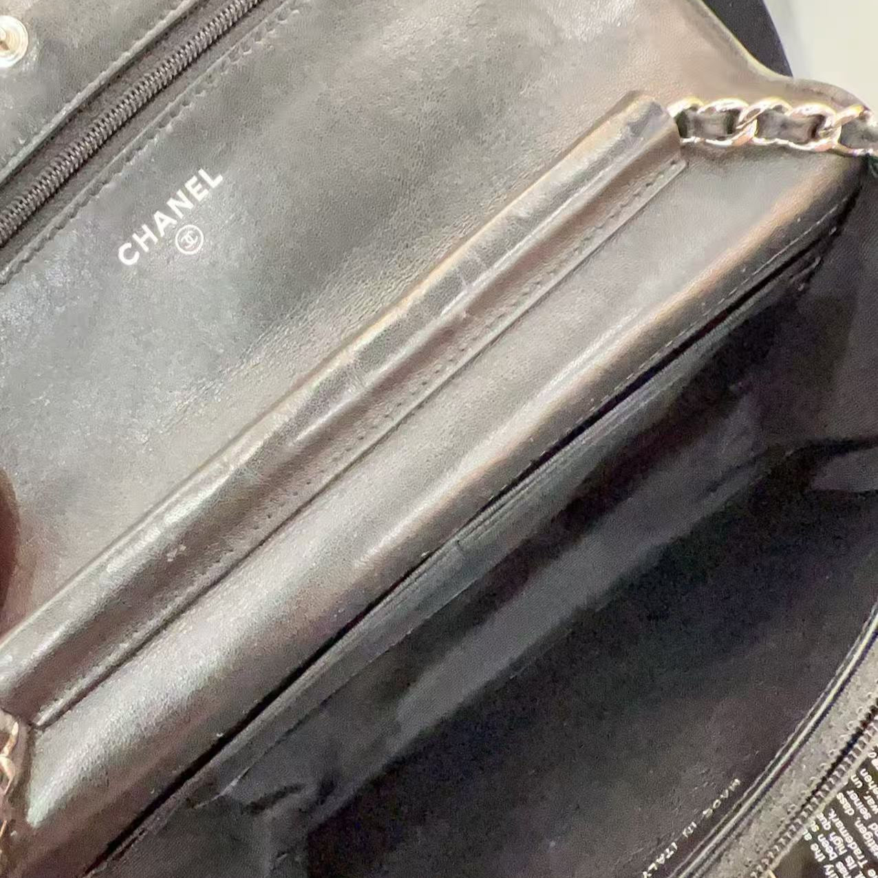 Chanel Black Patent Classic Wallet On Chain (WOC)