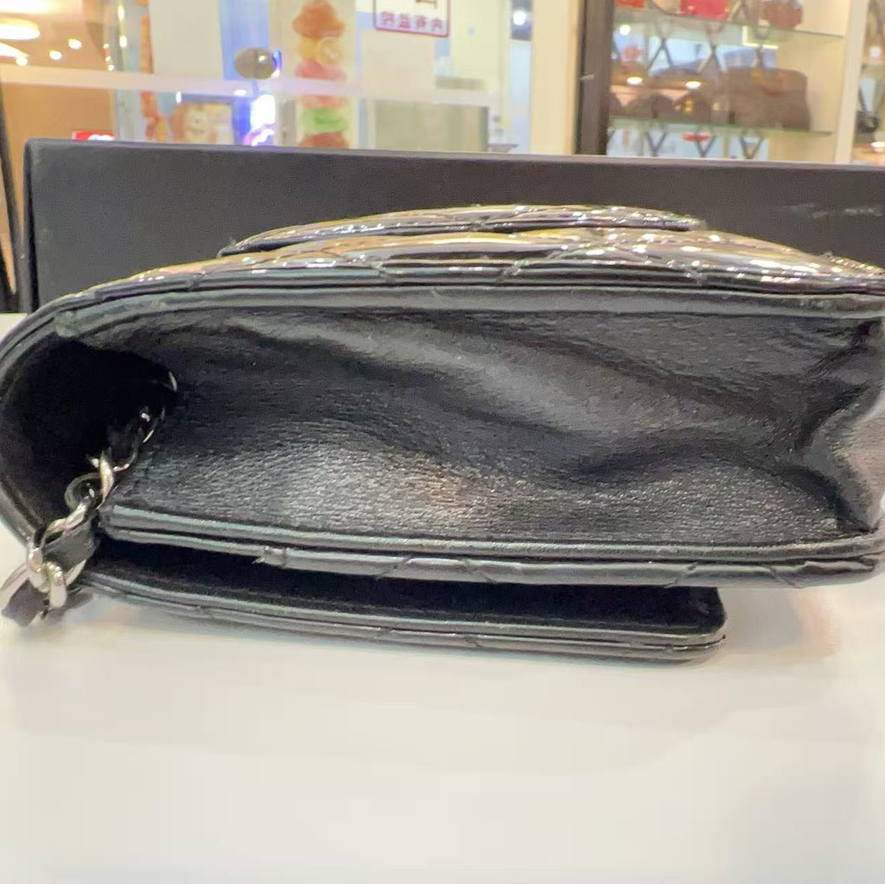 Chanel Black Patent Classic Wallet On Chain (WOC)