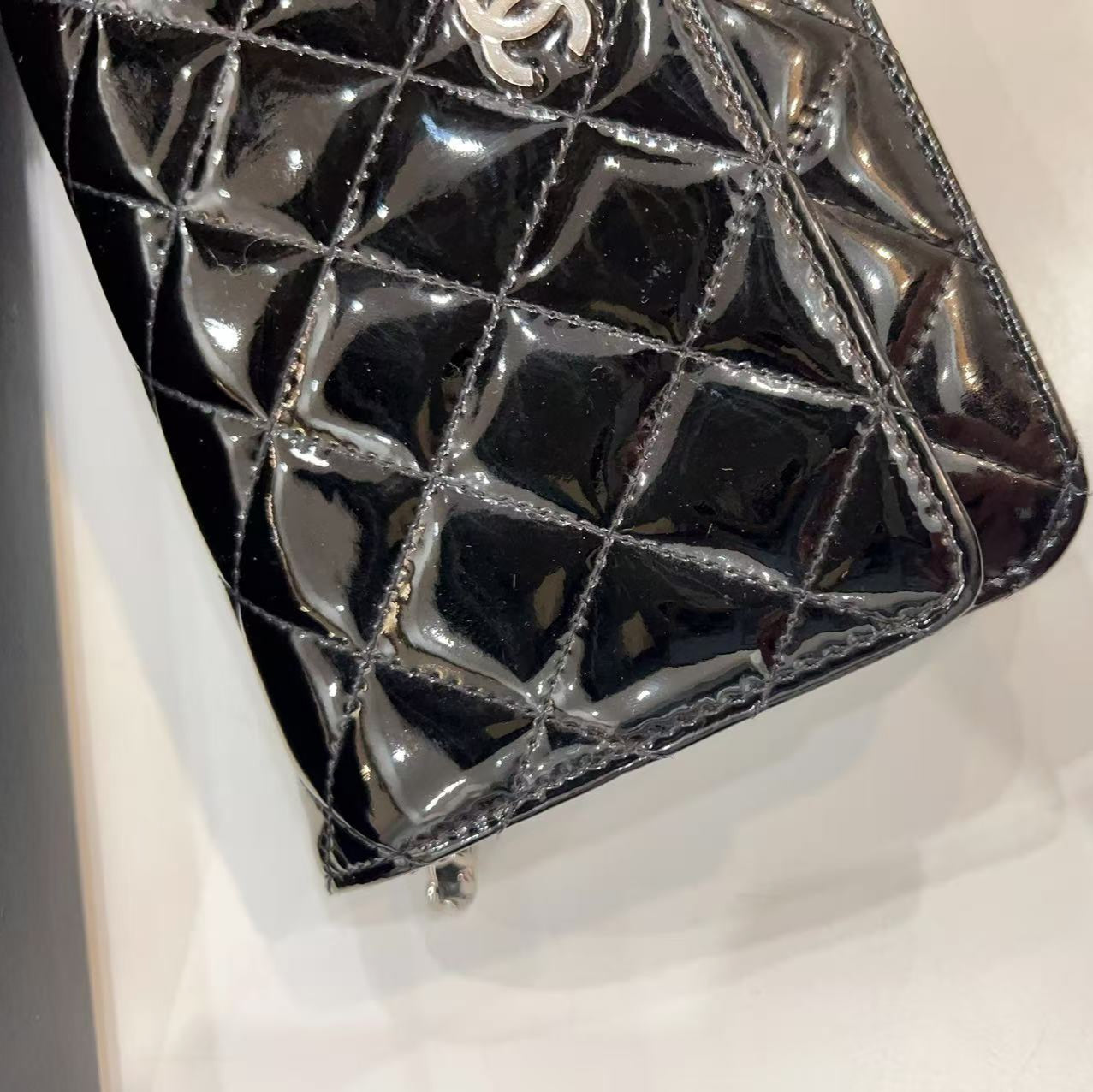 Chanel Black Patent Classic Wallet On Chain (WOC)