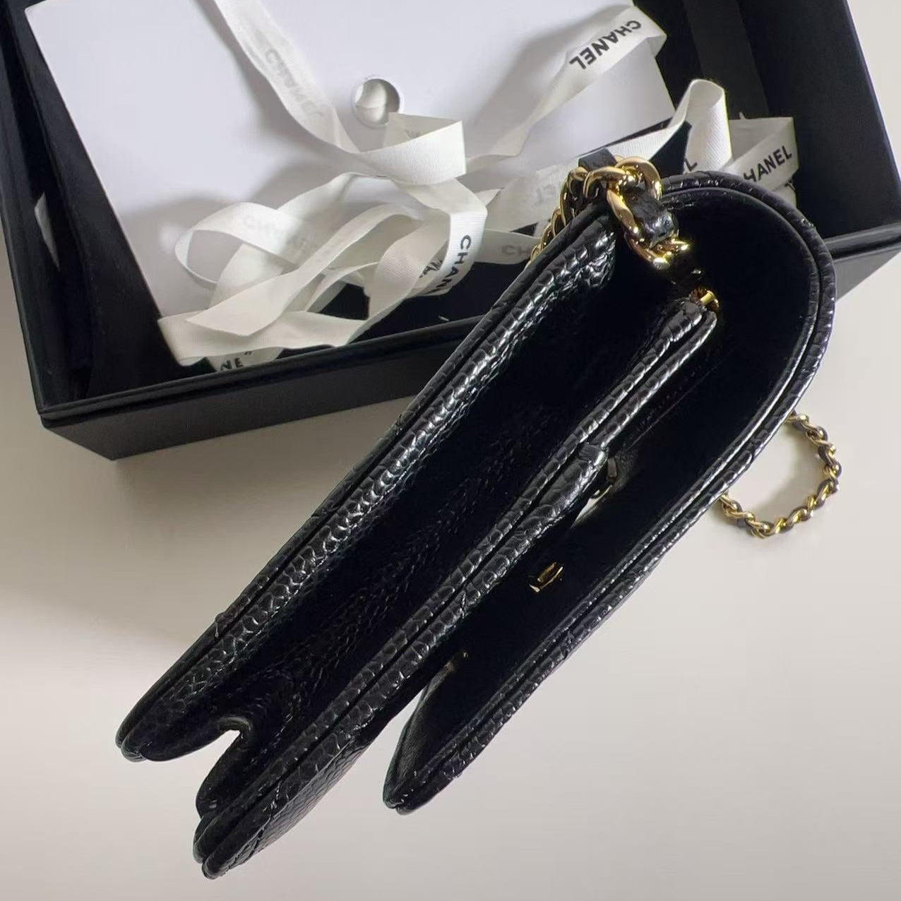 Chanel Caviar Classic Wallet on Chain Black