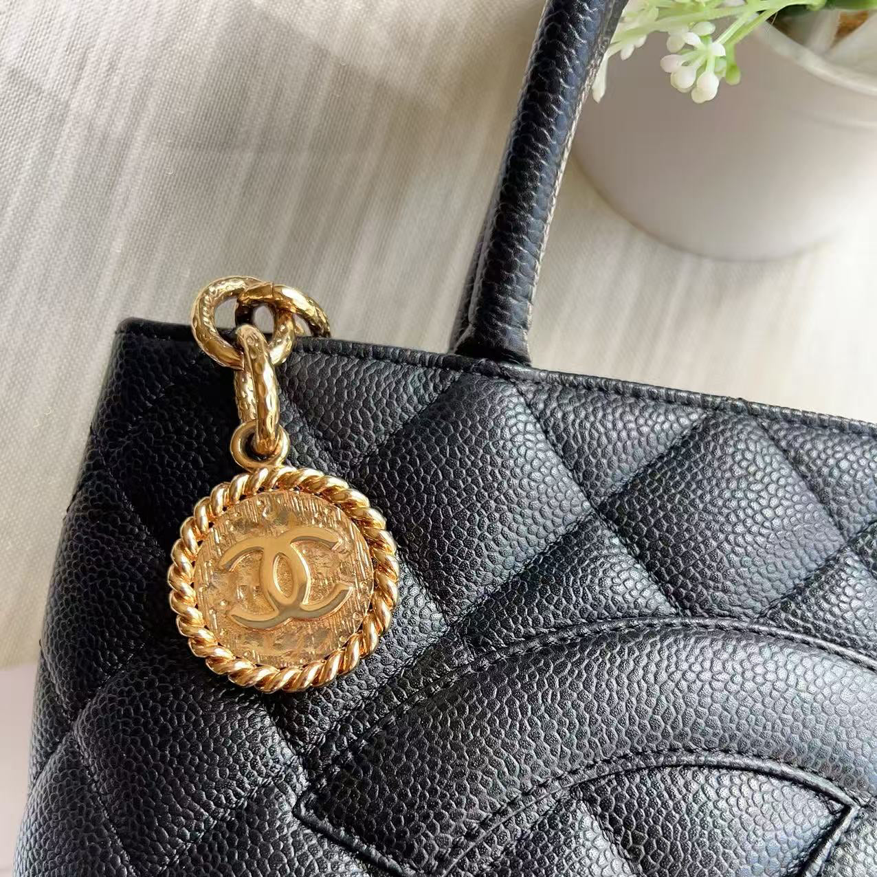 Chanel Caviar Medallion Tote Black
