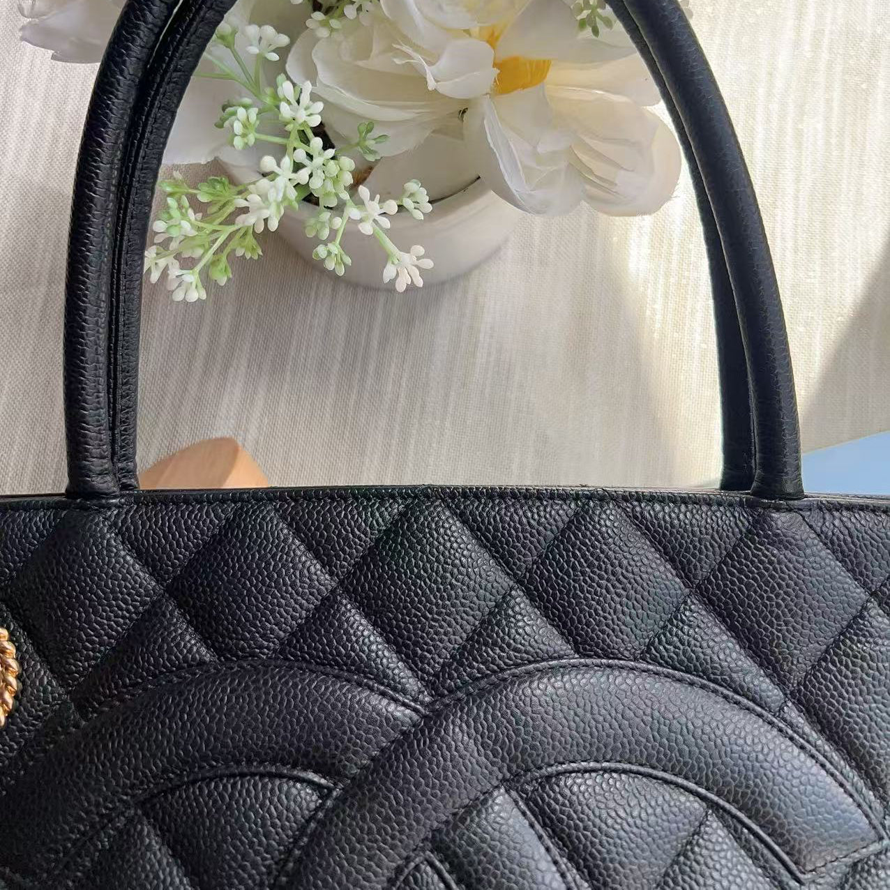 Chanel Caviar Medallion Tote Black
