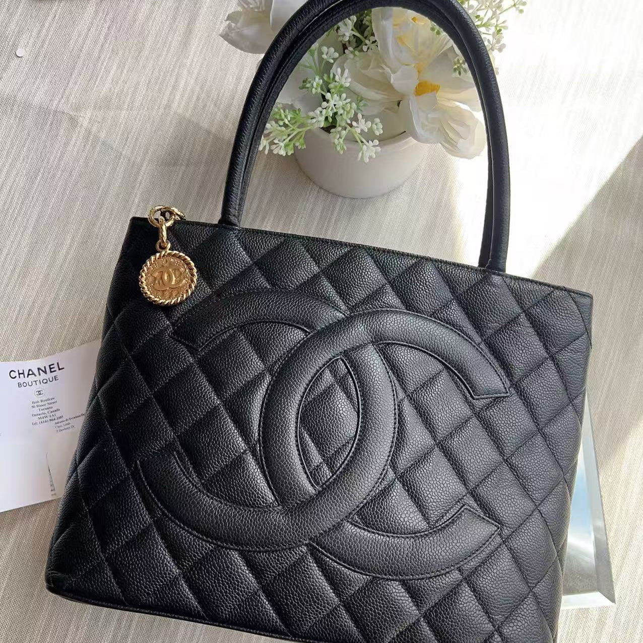 Chanel Caviar Medallion Tote Black