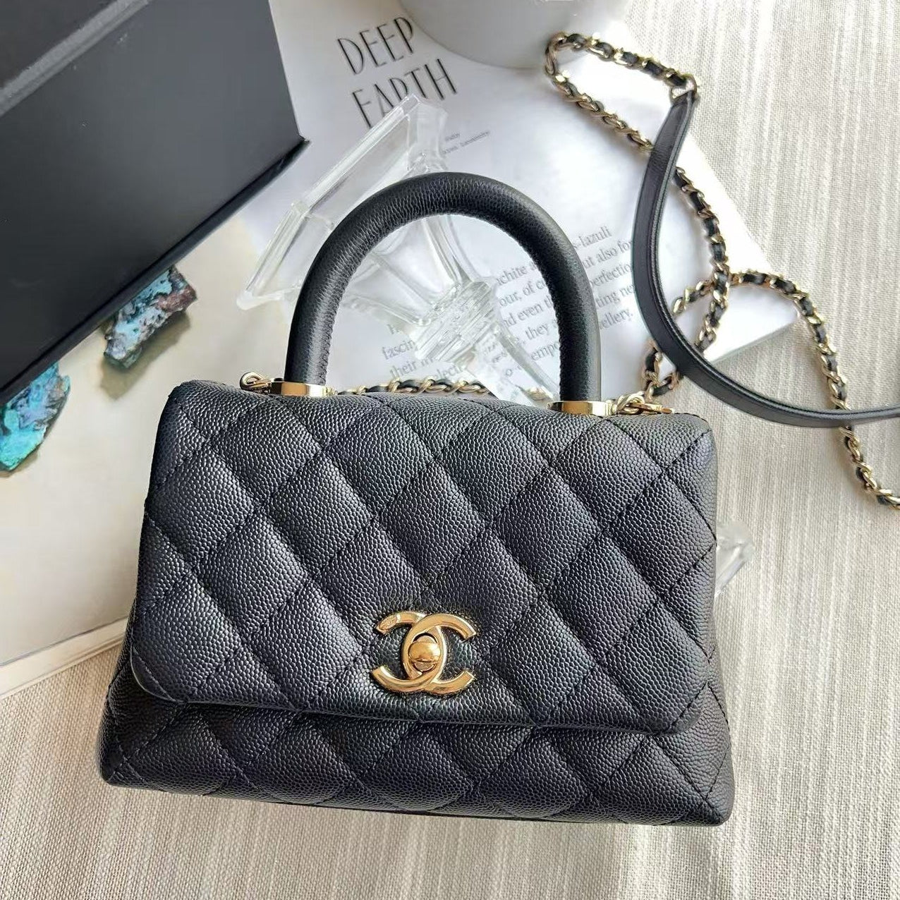 Chanel Caviar Mini Caviar Coco Handle Bag Black