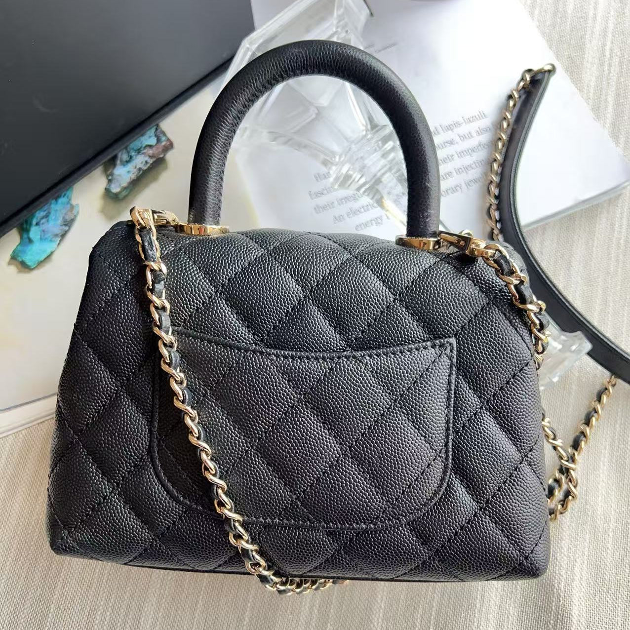 Chanel Caviar Mini Caviar Coco Handle Bag Black
