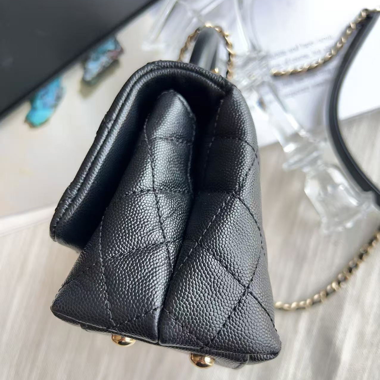 Chanel Caviar Mini Caviar Coco Handle Bag Black
