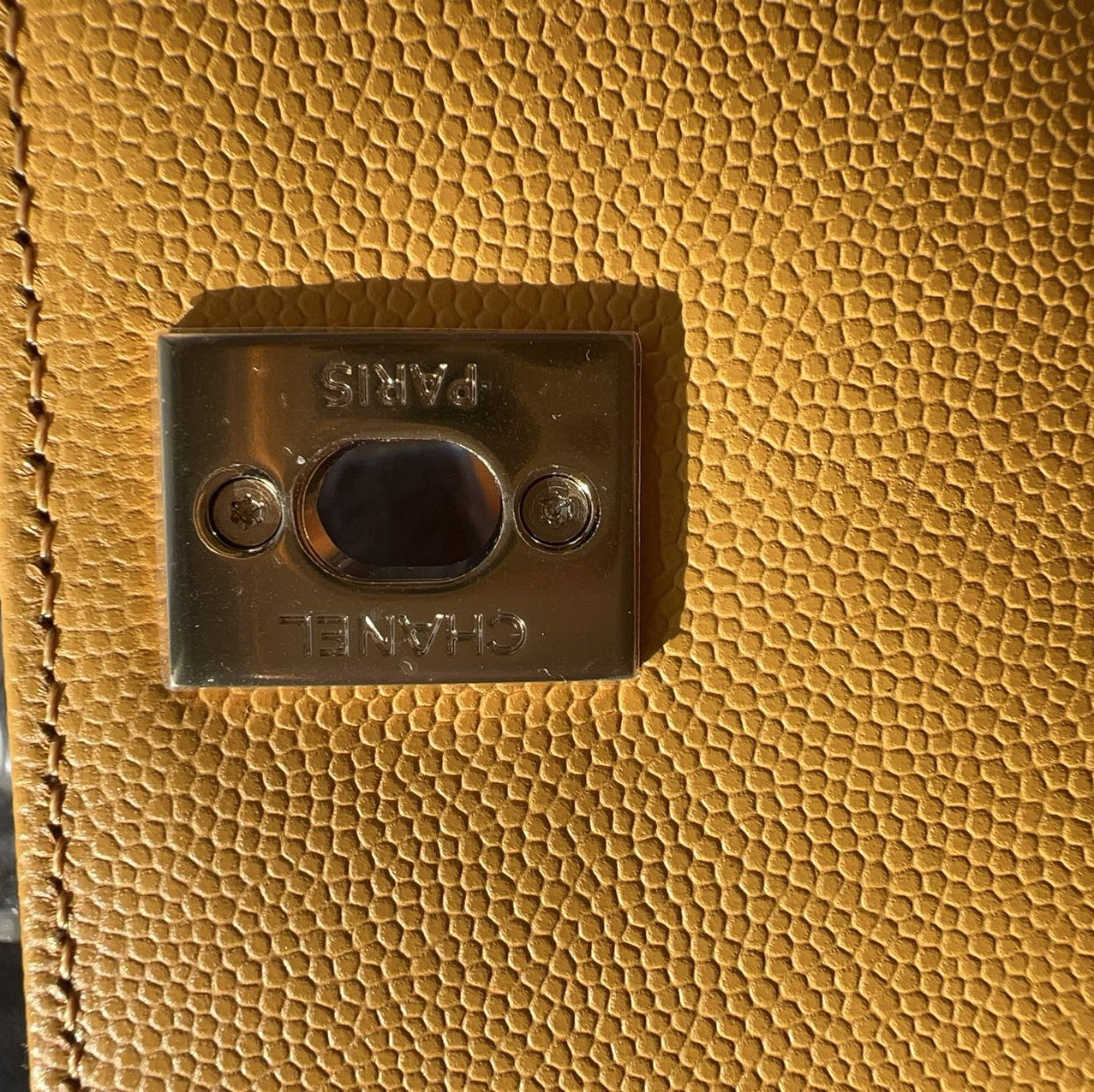Chanel Caviar Quilted Small Coco Lizard Handle Flap Yellow 2024