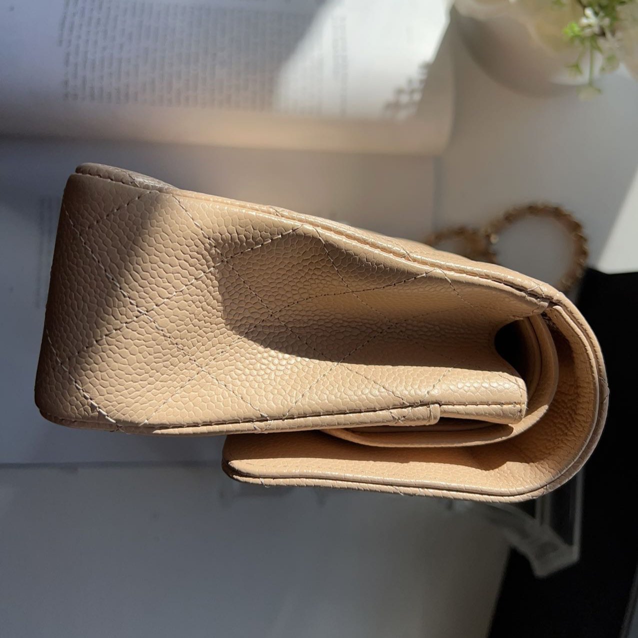 Chanel Classic Medium Double Flap Beige Bag