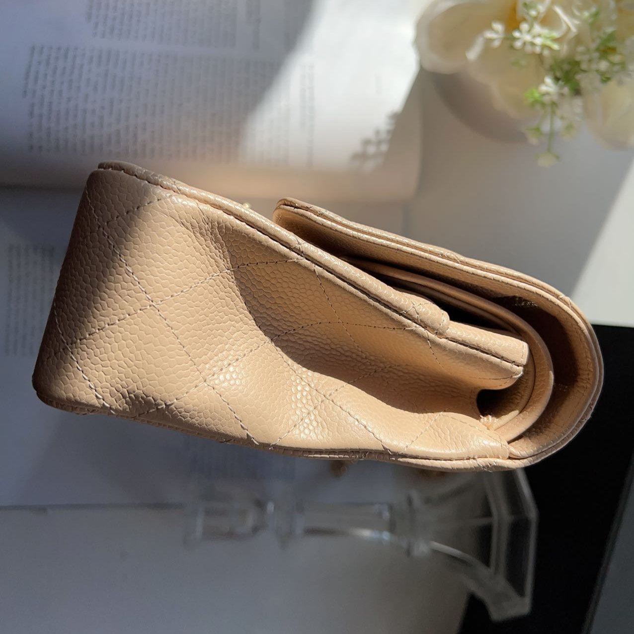 Chanel Classic Medium Double Flap Beige Bag